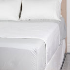 Close-up of the Cloud 9 Mattress or Sheet Waterproof Protector fitted to a bed, showcasing the quilted waterproof surface.