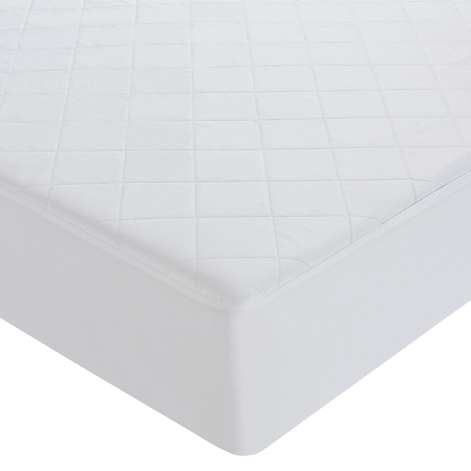 Quilted smooth side of the Solace Reversible Waterproof Mattress Protector fitted to a mattress, offering breathable comfort and everyday protection.