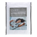 Solace FreshSleep Waterproof Mattress Protector in white packaging with grey trim and front product label.