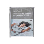 Solace FreshSleep Waterproof Pillow Protector in white packaging with grey trim and front product label.