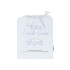 Nature’s Remedy Lavender Scented 2 Pack King Pillow Protector in White, presented in a drawstring storage bag.