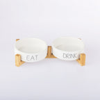 bb&b Pets Set Of 2 Bowls With Bamboo Holder