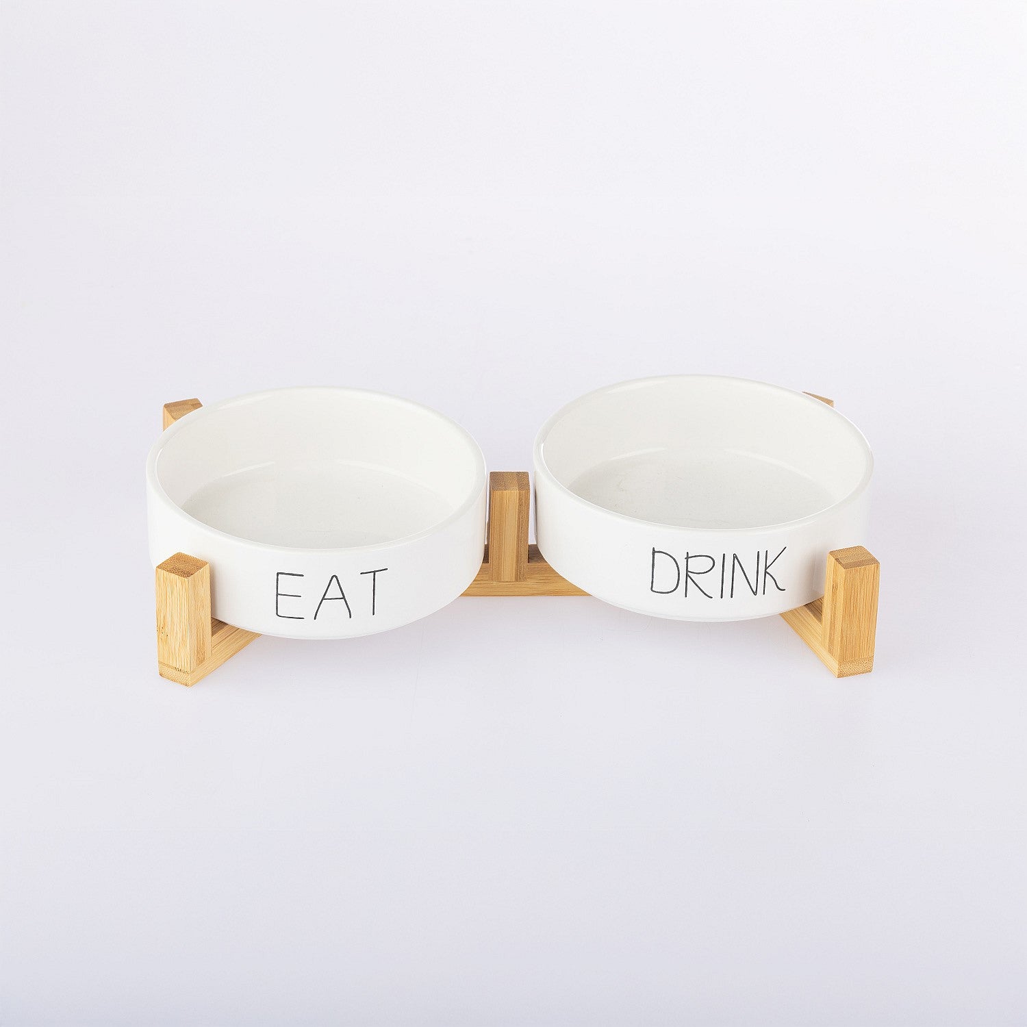 bb&b Pets Set Of 2 Bowls With Bamboo Holder