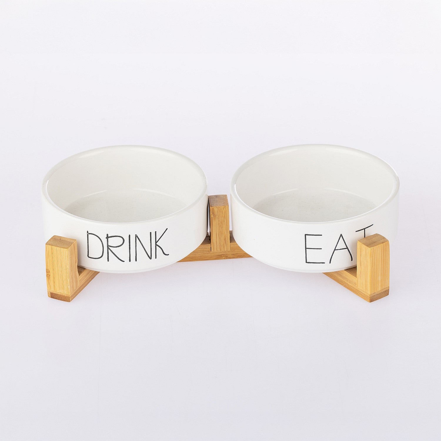 bb&b Pets Set Of 2 Bowls With Bamboo Holder