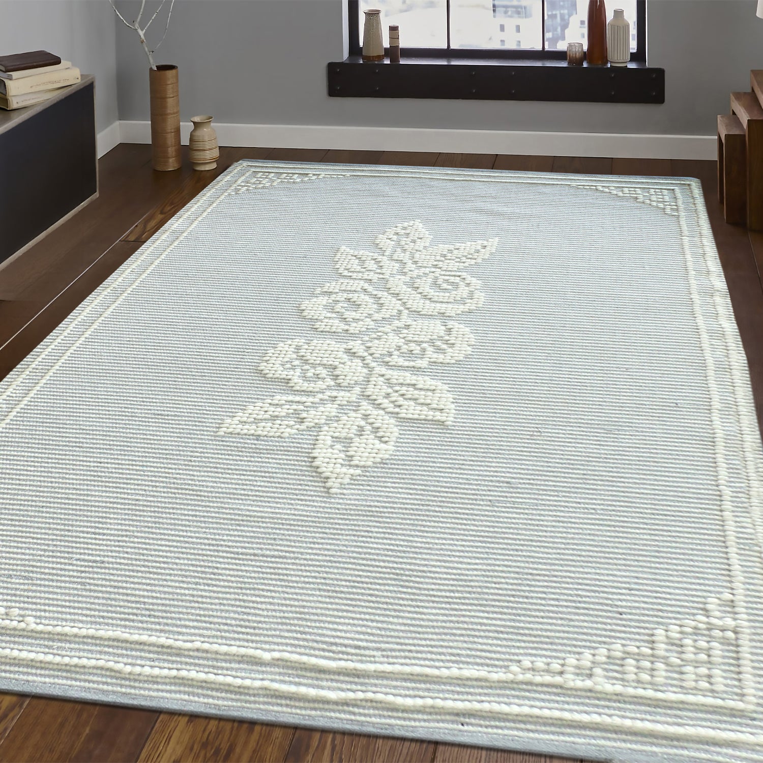 Gracious Living Imogen Applique Wool Cotton Rug 160x230cm