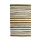 Striped jute blend rug in ivory and natural tones featuring alternating woven textured bands and horizontal stripe detailing.
