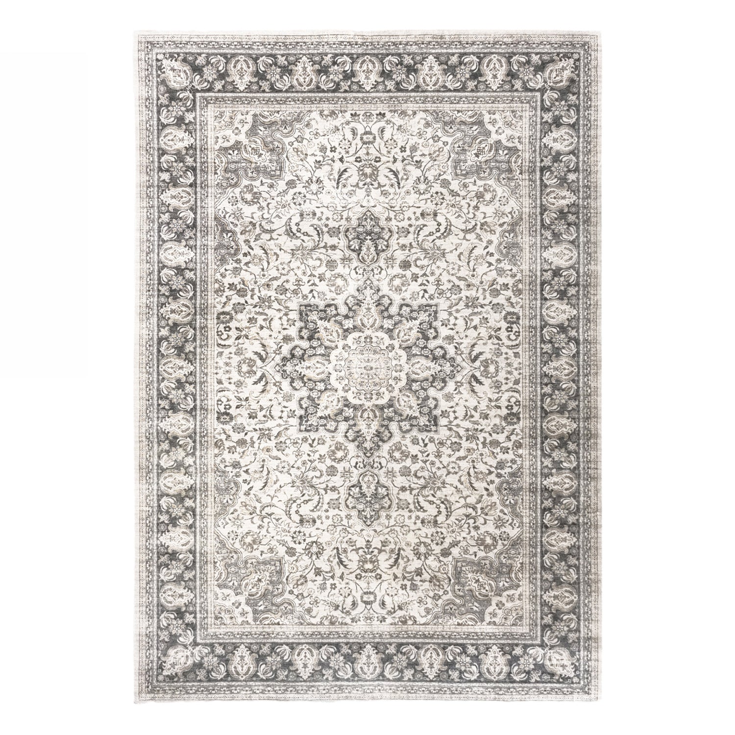 Design Republique Rexy Border Rug Silver 200 x 300cm