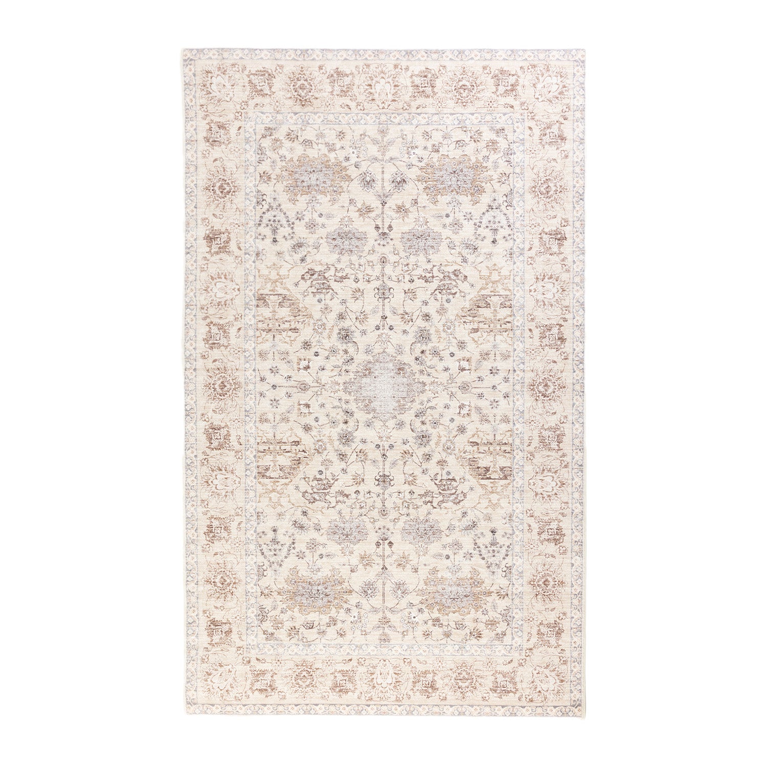Natural Lexi Floral Border Rug 160 x 230cm rug on a white background