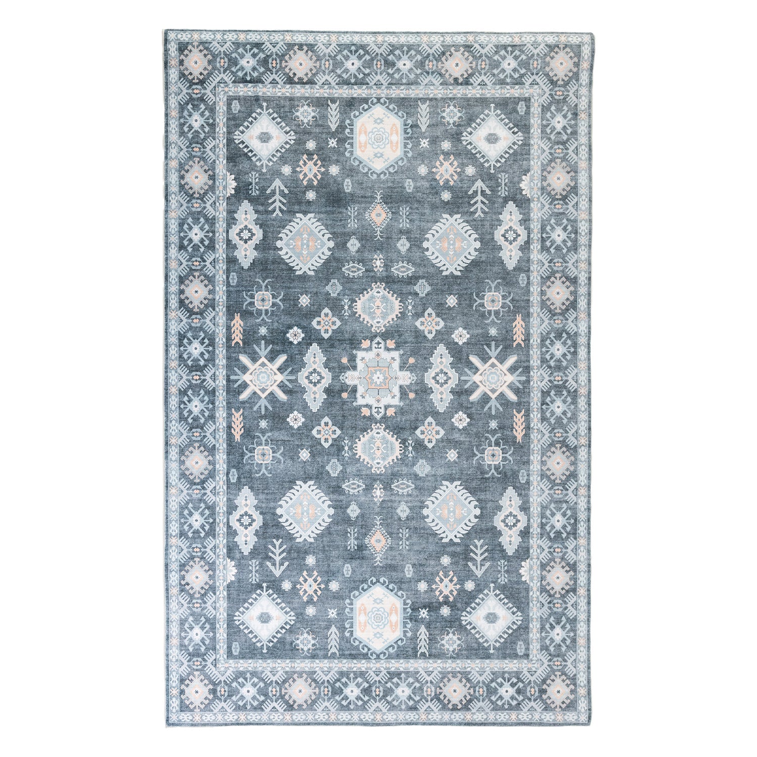 Design Republique Lexi Floral Border Rug Charcoal 200 x 300cm