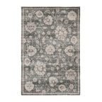 Design Republique Vali Floral Chenille Rug (160 × 230cm) in Natural, featuring an elegant vintage-inspired floral design with scrolling vines and large botanical motifs in soft natural, taupe, and charcoal tones.