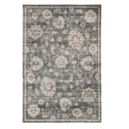 Design Republique Vali Floral Chenille Rug (200 x 300cm) in Natural, featuring an elegant distressed floral and vine design in soft natural, taupe, ivory, and muted charcoal tones with a refined decorative border.