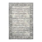 Design Republique Dexy Border Rug in Silver with a distressed geometric pattern and light grey border.