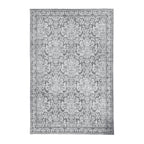 Gracious Living Lilibeth Floral Plush Rug in Silver with a soft grey and white floral pattern and bordered edge.