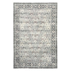 Design Republique Dexy Border Rug in Silver with a distressed geometric pattern and light grey border.