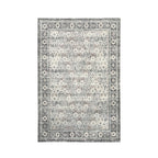 Design Republique Dexy Border Rug in Silver with a distressed geometric pattern and light grey border.