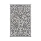 Natural rug with an ivory ornate medallion pattern and matching border, shown flat on a white background.
