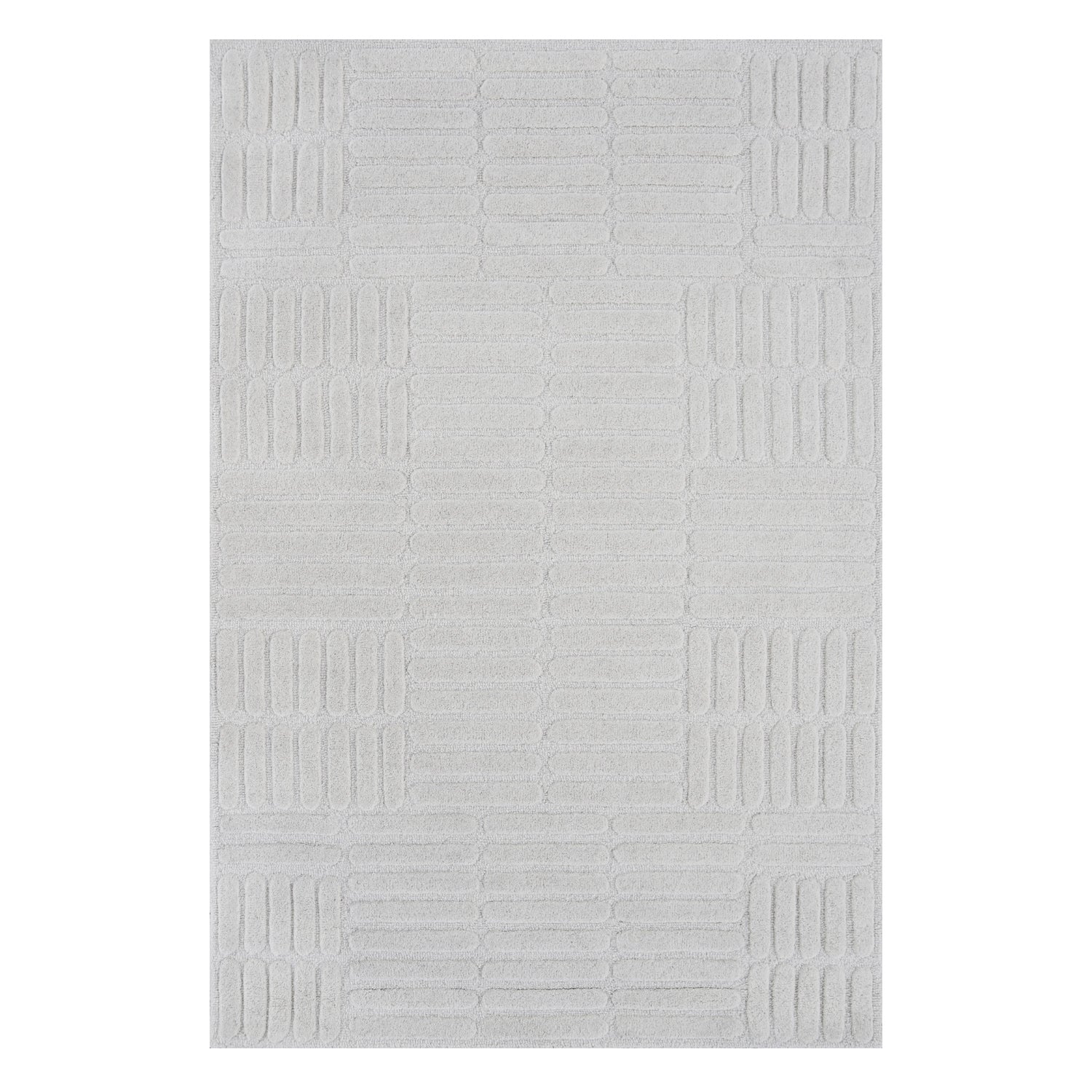 Fieldcrest Rita Texture Area Rug 200 x 300cm in Ivory, featuring a subtle raised geometric textured pattern in a soft ivory finish.