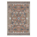 Design Republique Neve Wool Rug 200 x 300cm in Clay, featuring an intricate floral-inspired pattern in clay, blush, navy and neutral tones.