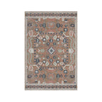 Design Republique Neve Wool Rug 120 x 180cm in Clay, featuring an ornate floral medallion design in clay, blush, navy, sage and ivory tones.