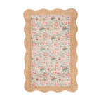 Design Republique Tony Jute Scallop Rug 68 x 115cm in Multi Coloured, featuring a floral printed centre with a natural jute scalloped border.