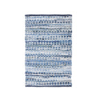 Home Co. Amelia Scatter Denim Rug featuring a textured woven design in varying shades of blue and white.