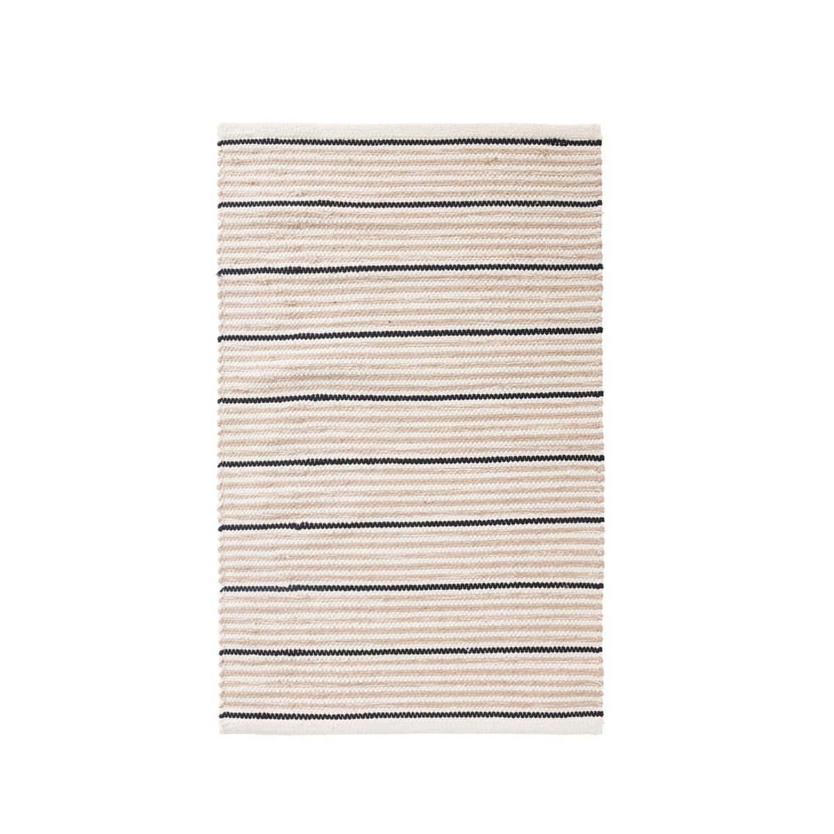 Home Co. Amelia Scatter Natural Stripe Rug featuring a woven natural and cream design with fine black horizontal stripes.