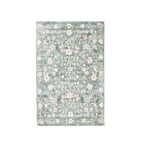 Home Co. Amelia Scatter Green Floral Rug featuring a soft green background with an intricate floral pattern in blush pink, white and subtle neutral tones.
