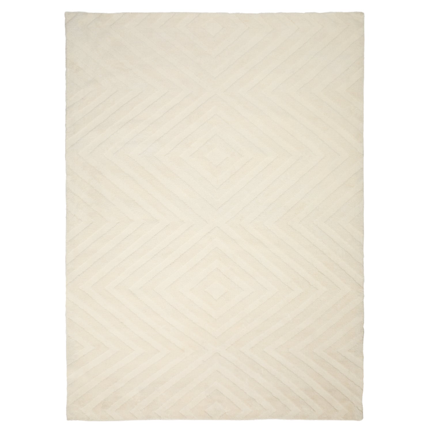 Brighton Chevron Rug 230 x 330cm in Natural, featuring the same understated cream chevron and diamond design in a larger size.