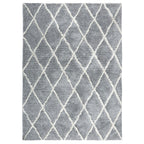 Crossley Rug 230 x 330cm in Grey, featuring a soft grey ground with raised ivory diamond lines.
