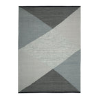 Vera Cotton Rug 160 x 230cm in Multi Coloured, featuring a modern abstract geometric design in black, grey and cream tones.