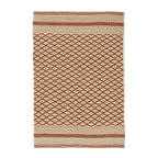 Rug with brown and beige geometric pattern on a white background