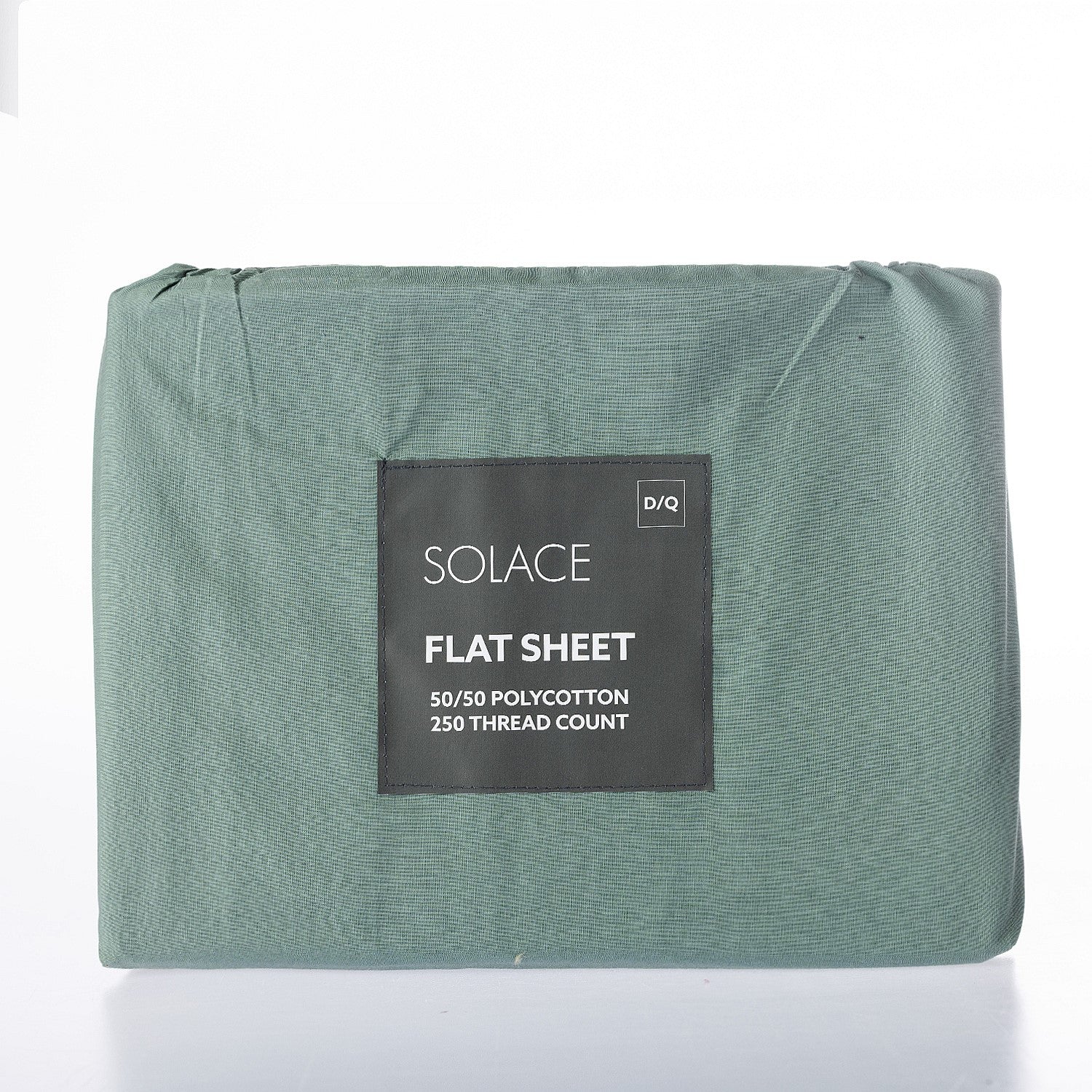 Green flat sheet with a label on a white background