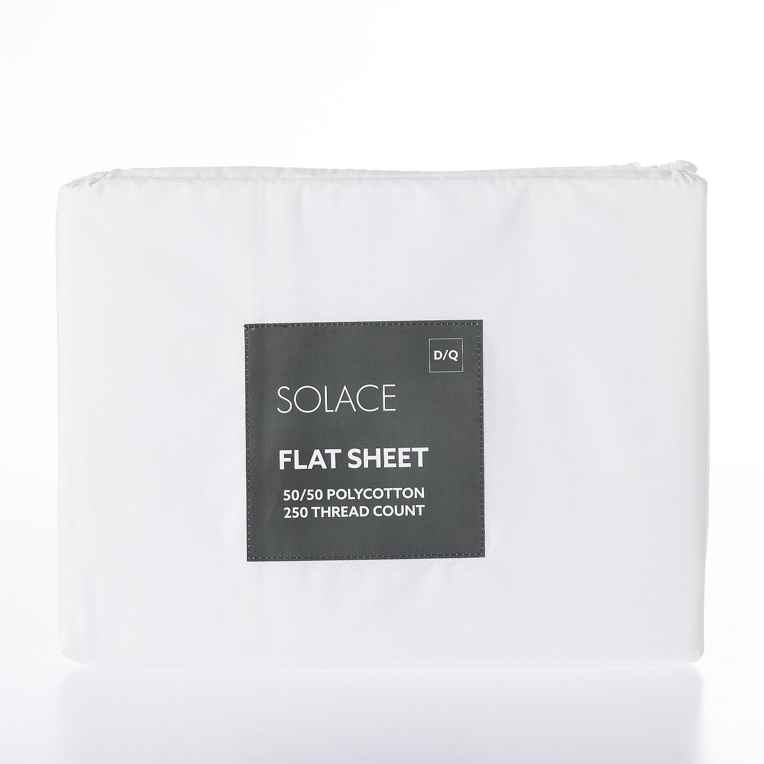 White flat sheet with a label on a white background