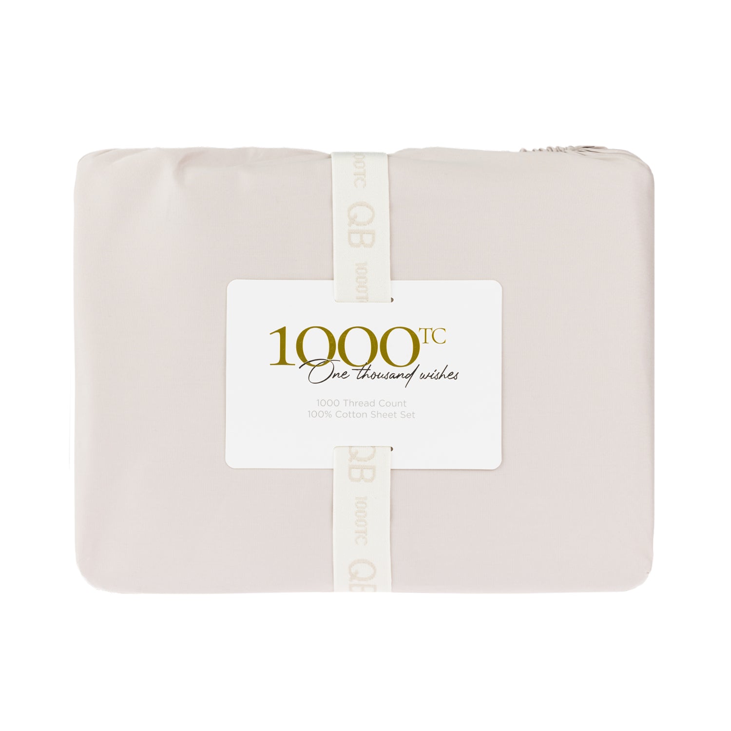 A beautifully packaged linen 1000 thread count cotton sheet set is elegantly presented with a reusable storage band and premium branded sleeve, reflecting timeless luxury.