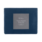 Close-up of the Design Republique Quinn Cotton Washed Sheet Set in Diesel Blue, highlighting the relaxed washed finish.