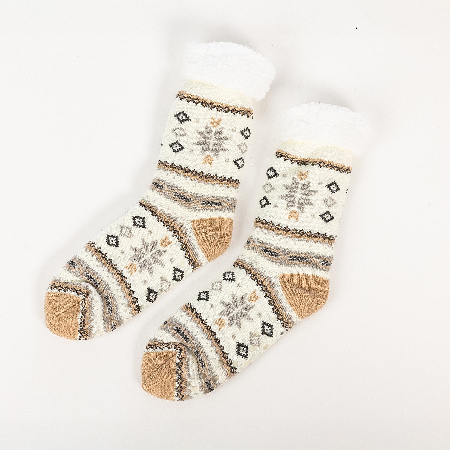 bb&b Fleece Lined Nordic Slipper Sock Camel