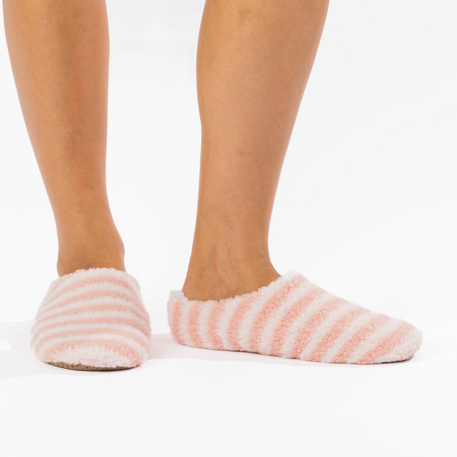 Marlo Stripe Plush Cosy Slipper Blush