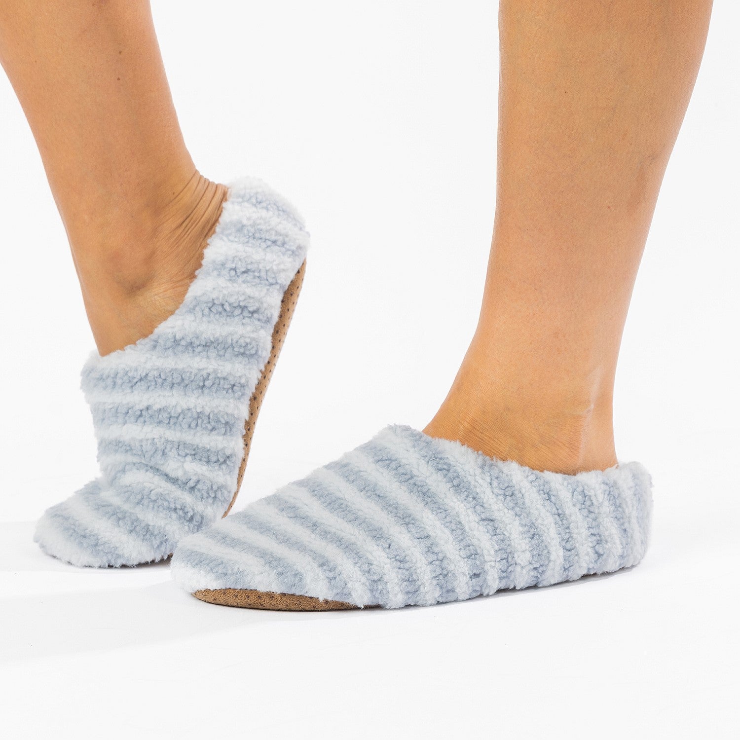 Marlo Stripe Plush Cosy Slipper Denim