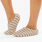 Marlo Stripe Plush Cosy Slipper Mocha