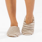 Marlo Stripe Plush Cosy Slipper Mocha