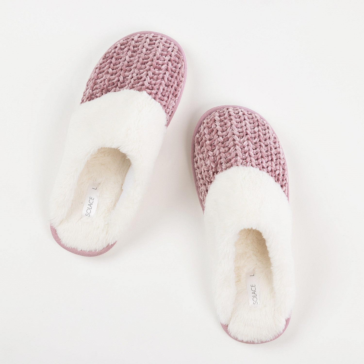 Solace Chenille Faux Fur Trim Slippers