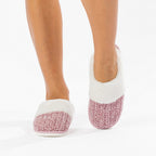 Solace Chenille Faux Fur Trim Slippers