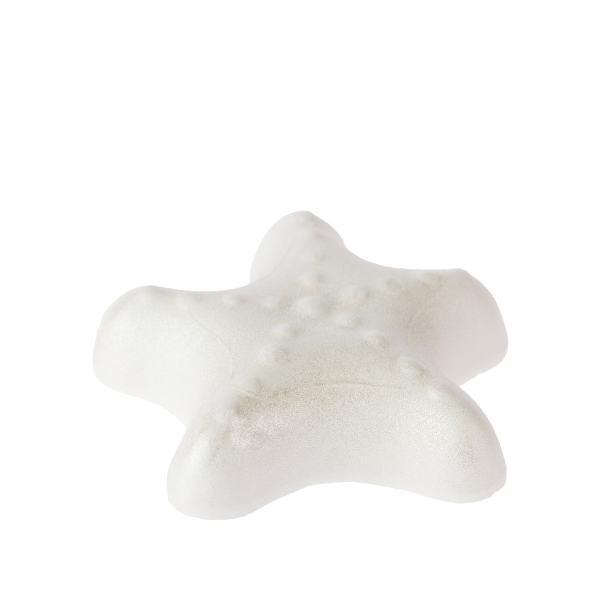 Grace & Gild Starfish Bath Fizzer 110g in white, shaped like a five-point starfish with subtle raised detailing and a lightly shimmering finish.