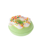 Grace & Gild Fun Fizzer Doughnut 120g in yellow with a purple icing-style top and contrasting marbled detailing.