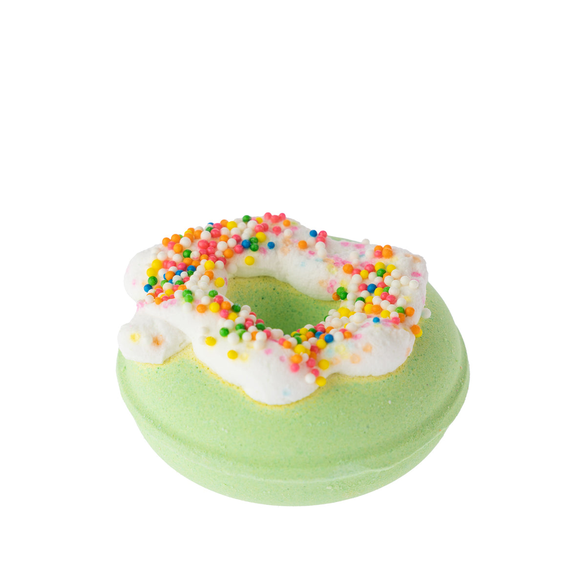 Grace & Gild Fun Fizzer Doughnut 120g in yellow with a purple icing-style top and contrasting marbled detailing.