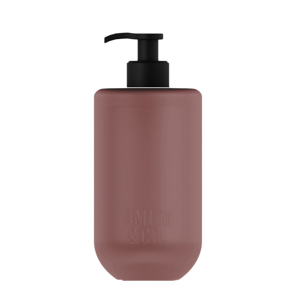 Smith & Co. Blush Rose & Blackberry Hand & Body Wash 400ml in a dusty rose pink bottle with a black pump dispenser against a white background.