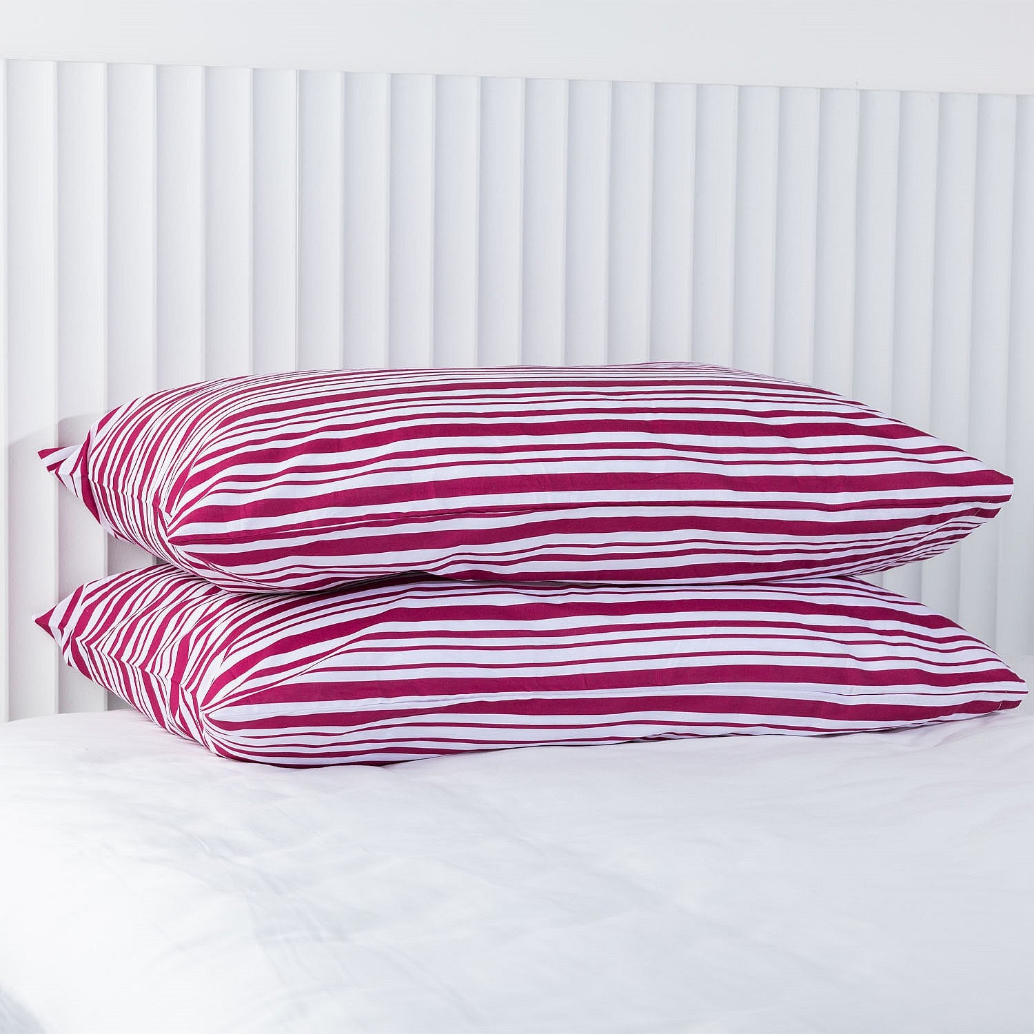 Gracious Living Multi Stripe Print Pillowcase Pair 100% Cotton