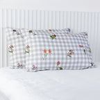 Gracious Living Check Floral Pillowcase Pair 100% Cotton