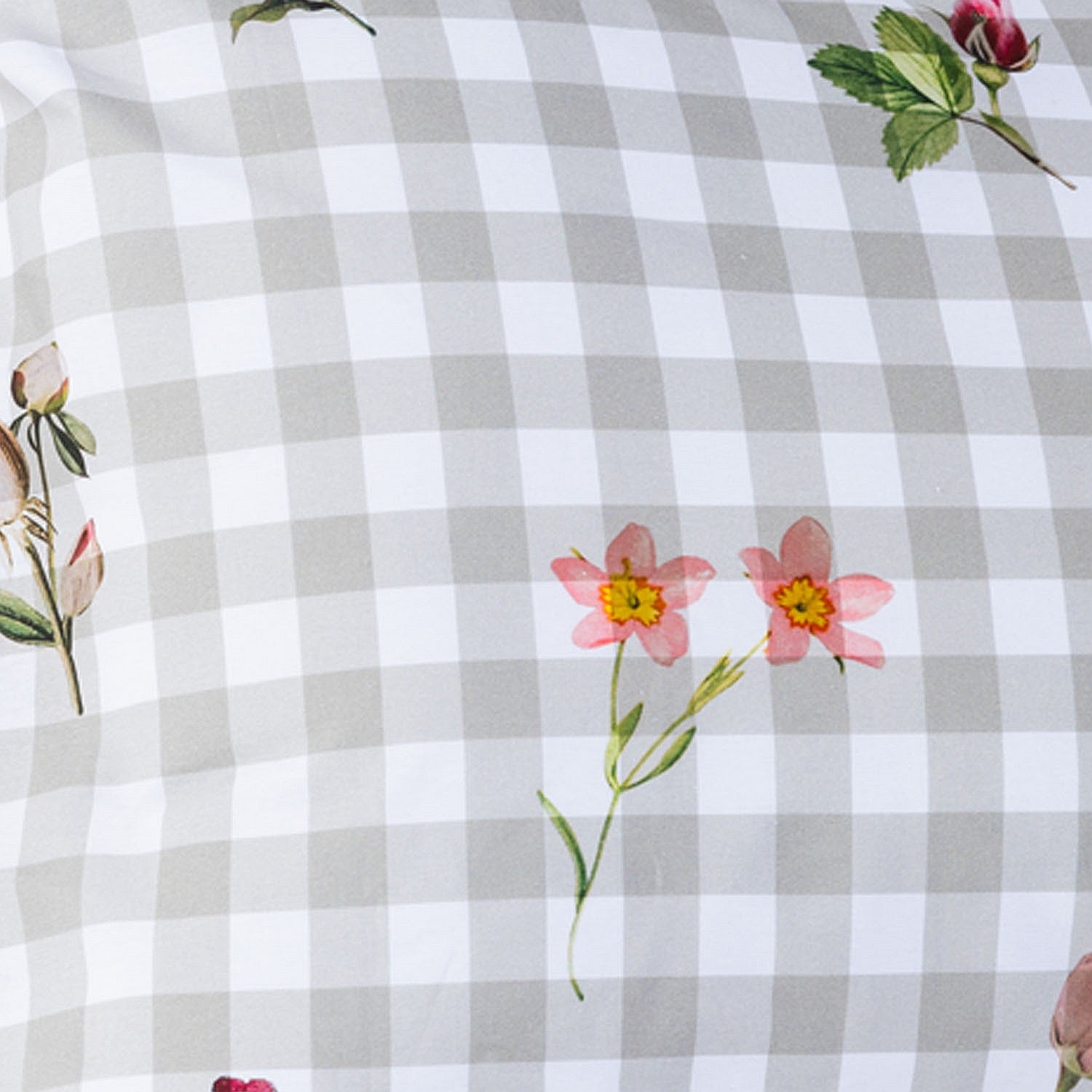 Gracious Living Check Floral Pillowcase Pair 100% Cotton