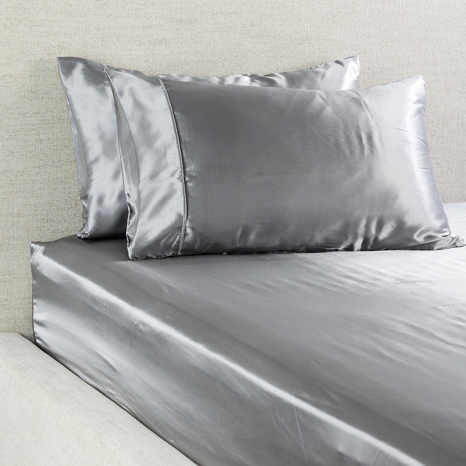 Hometones Sadie Satin Fitted Sheet & Pillowcase/s